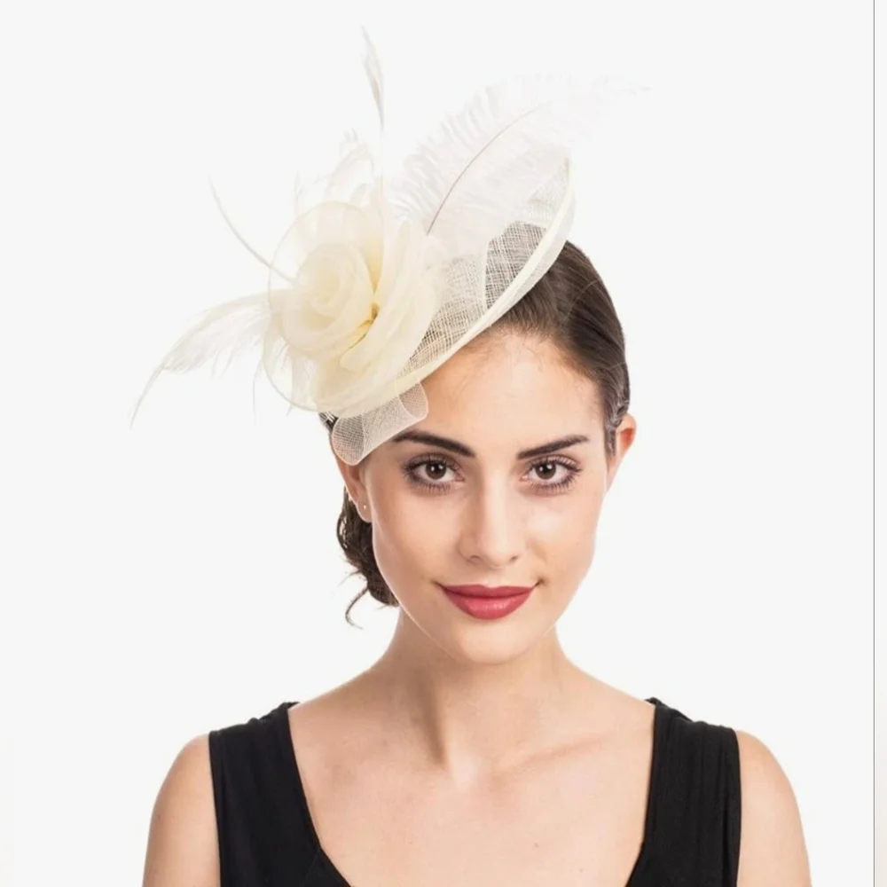 SOLD SAFERIN Women's Fascinators Feathers Tea Party Hat #841 - Picture 1 of 10